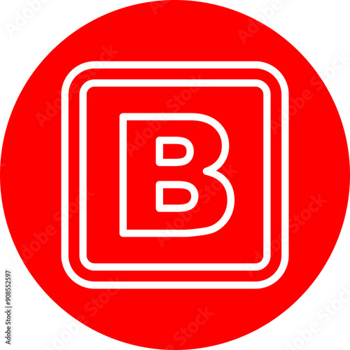 B Capital Alphabet Vector Line White Circle Red