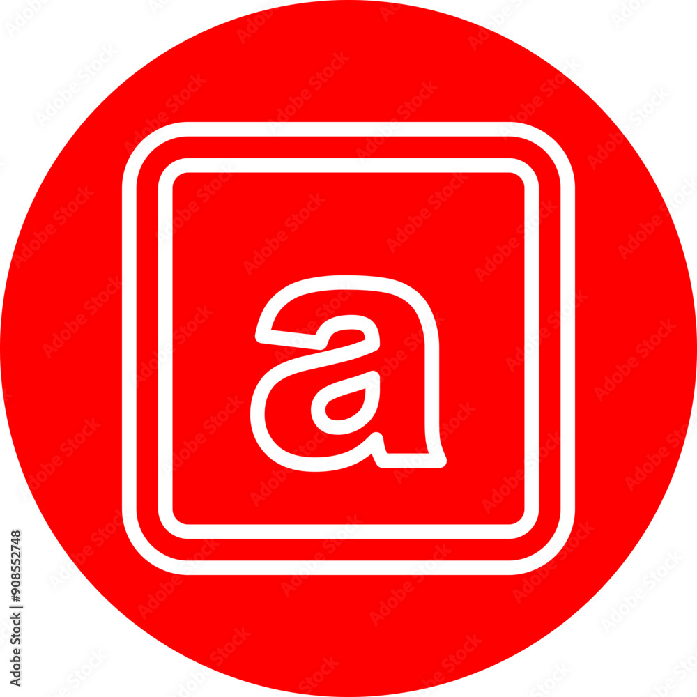 a Small Alphabet Vector Line White Circle Red a Small Alphabet Vector Line White Circle Red
