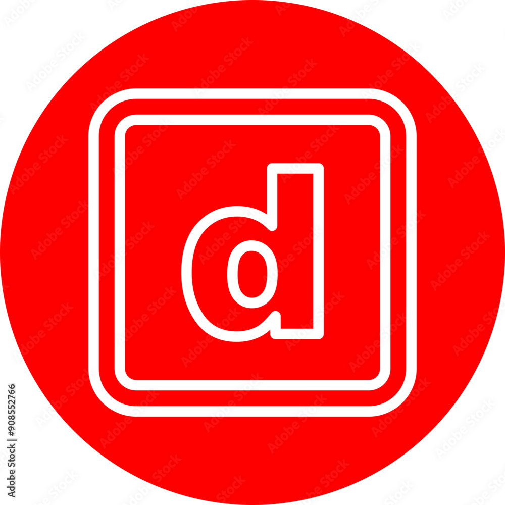 d Small Alphabet Vector Line White Circle Red d Small Alphabet Vector Line White Circle Red