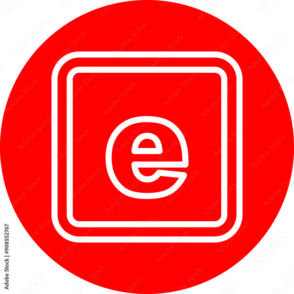 e Small Alphabet Vector Line White Circle Red e Small Alphabet Vector Line White Circle Red