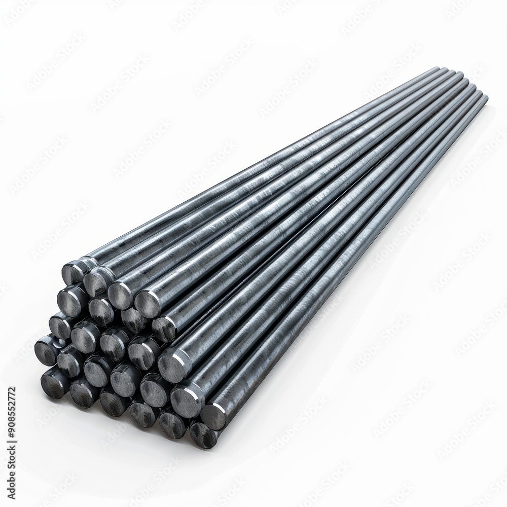 Steel rod, 3D illustration, realistic, isolated on white background Steel rod, 3D illustration, realistic, isolated on white background