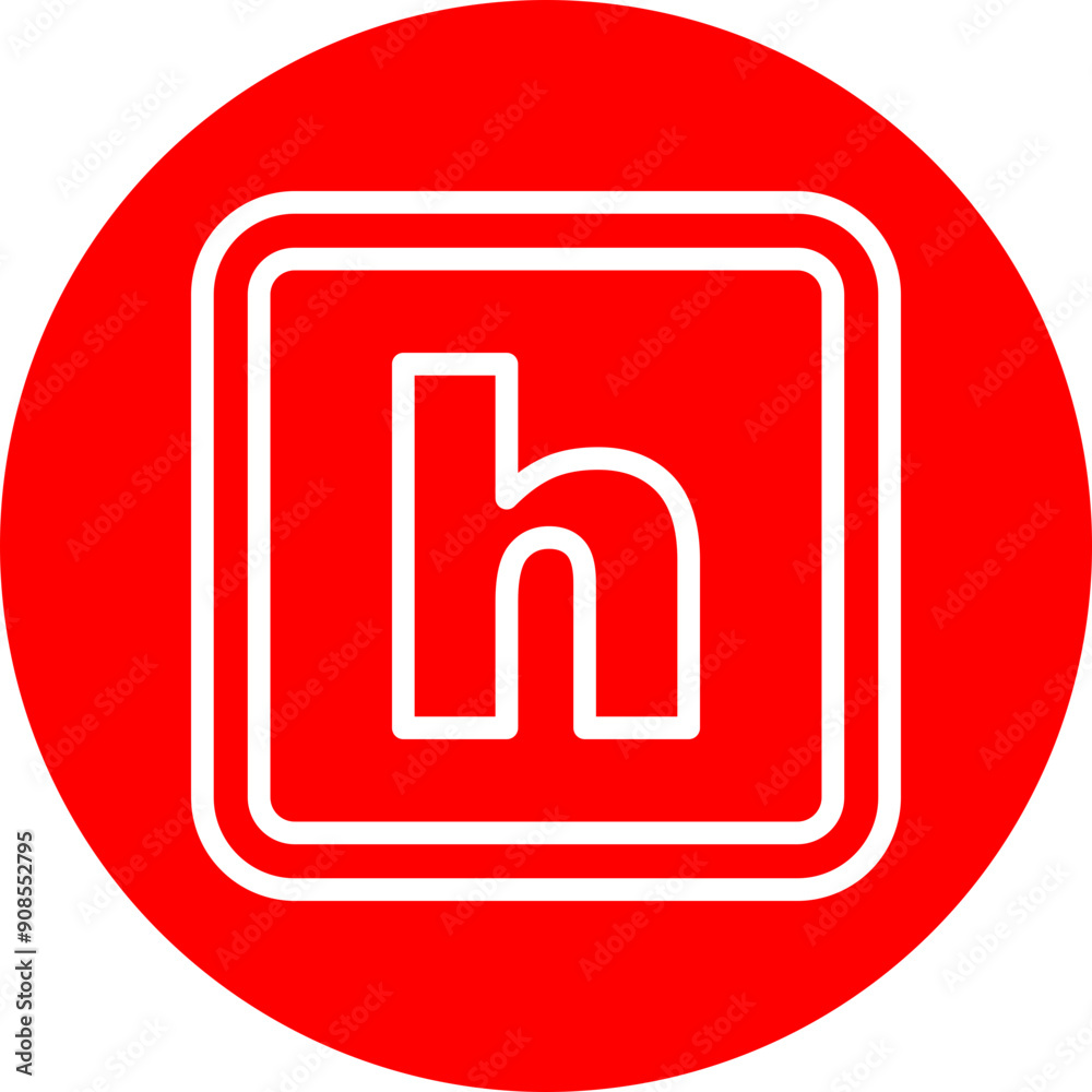 h Small Alphabet Vector Line White Circle Red h Small Alphabet Vector Line White Circle Red