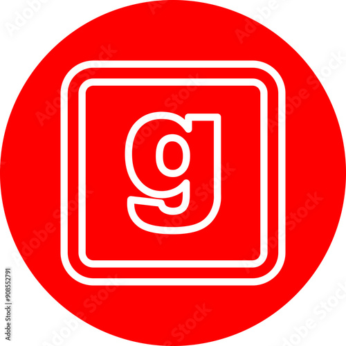 g Small Alphabet Vector Line White Circle Red