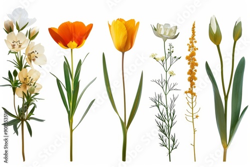 Wallpaper Mural Collection of 2D and 3D Vector Flat Abstract Minimalistic Art of Flowers and Meadow Isolated on a White Background Torontodigital.ca