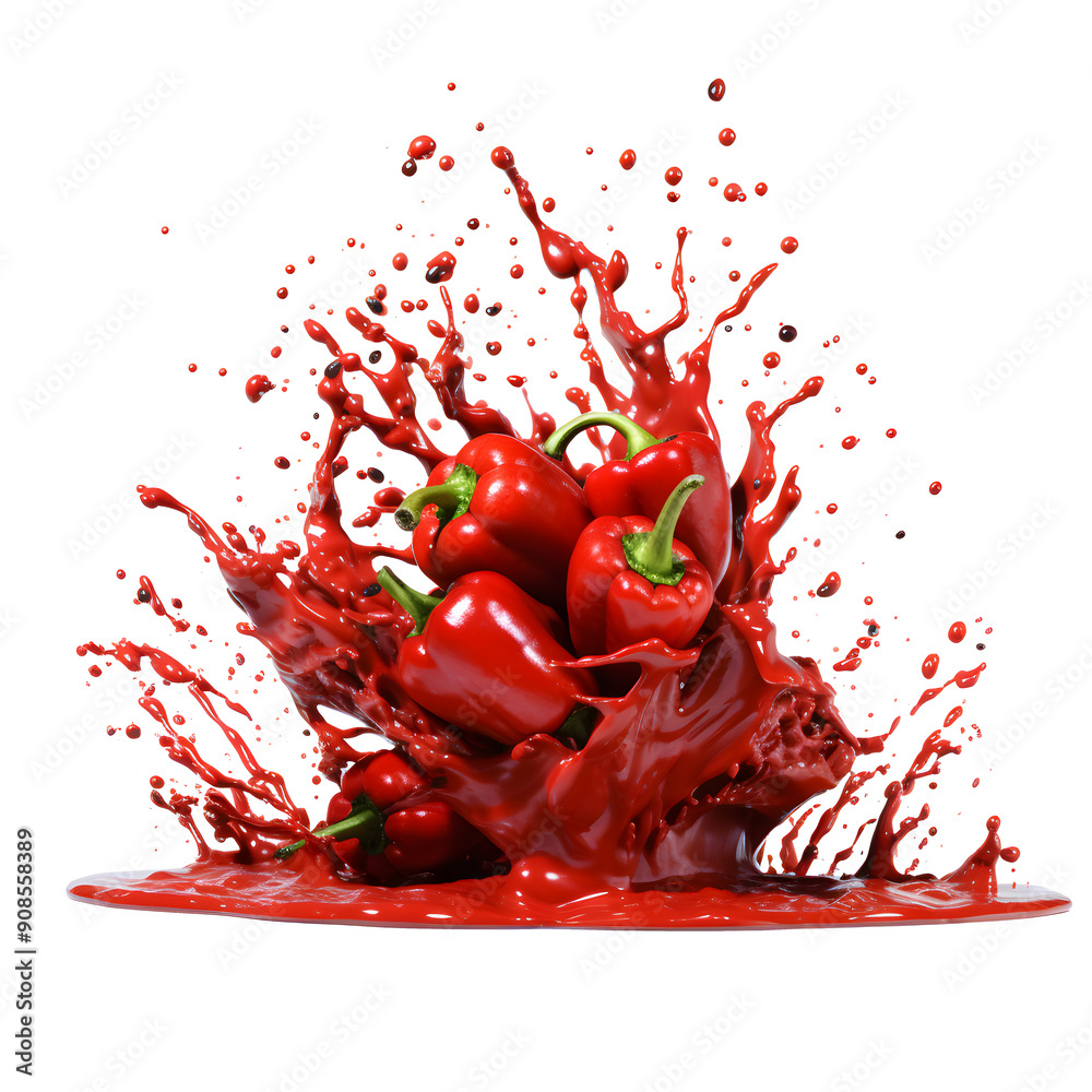 Red Hot Chili Peppers Splash Isolated on Transparent Background Red Hot Chili Peppers Splash Isolated on Transparent Background
