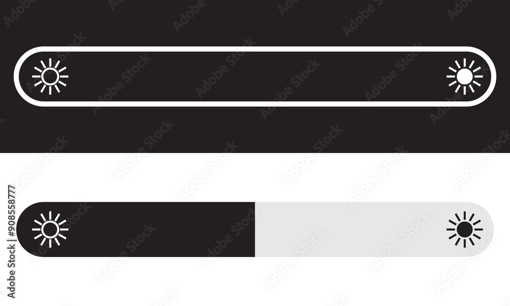 Brightness vector icon set in solid style. Isolated on white and black background. EPS 10 Brightness vector icon set in solid style. Isolated on white and black background. EPS 10