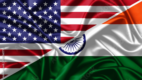 United waving flag of USA and India