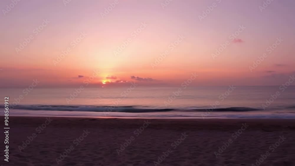 A tranquil sunset over the ocean, featuring soft waves and a calming atmosphere, captured in ambient colors A tranquil sunset over the ocean, featuring soft waves and a calming atmosphere, captured in ambient colors