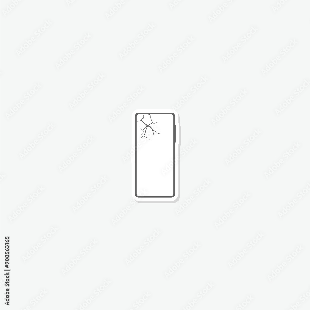 Crack phone icon sticker isolated on gray background Crack phone icon sticker isolated on gray background