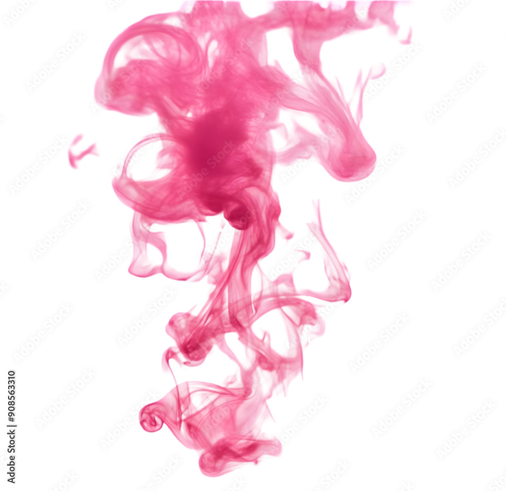 Fototapeta premium Pink smoke isolated on transparent background.