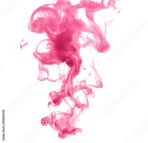 Pink smoke isolated on transparent background.