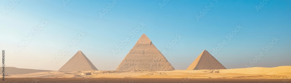 A lone figure stands in front of the Great Pyramids of Giza. A lone figure stands in front of the Great Pyramids of Giza.