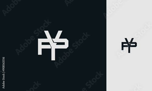 initial letters YP or PY ,Y, P, overlapping interlock monogram logo line art style