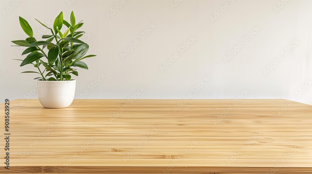 Stylish bamboo desk in a home office, eco-friendly furniture, sustainable workspace Stylish bamboo desk in a home office, eco-friendly furniture, sustainable workspace