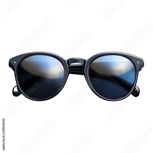 Sleek dark plastic sunglasses, isolated fashion accessory for summer eye protection