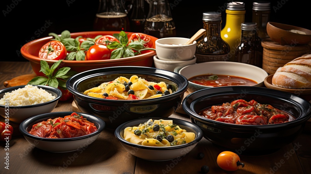 Assortment of traditional Italian dishes. Italian food Assortment of traditional Italian dishes. Italian food