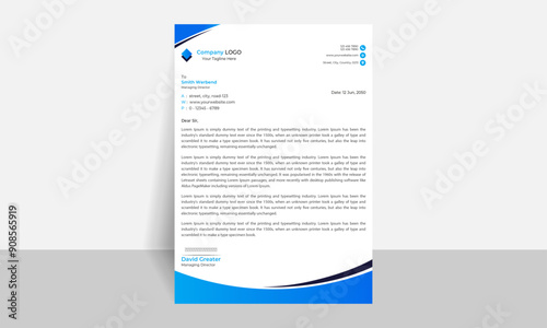 Clean and professional corporate company business letterhead template design.