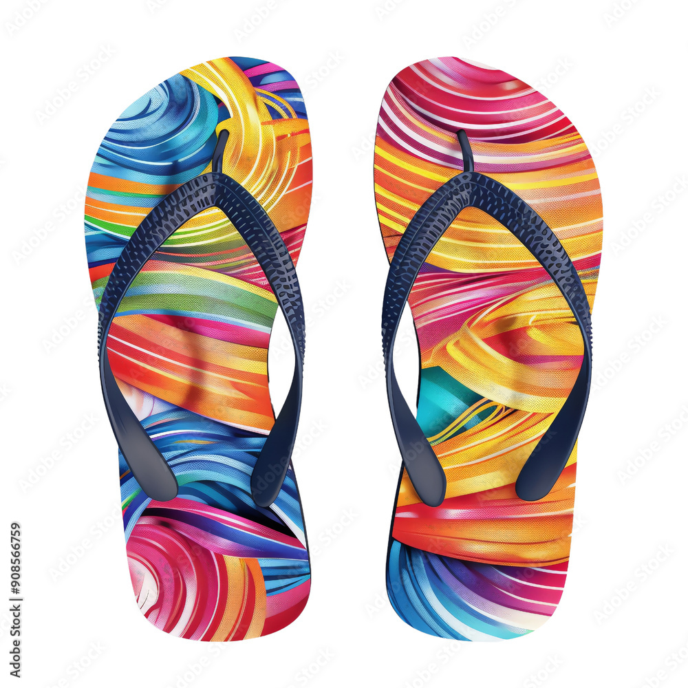 Pair of colorful rubber sandals isolated on white background Pair of colorful rubber sandals isolated on white background