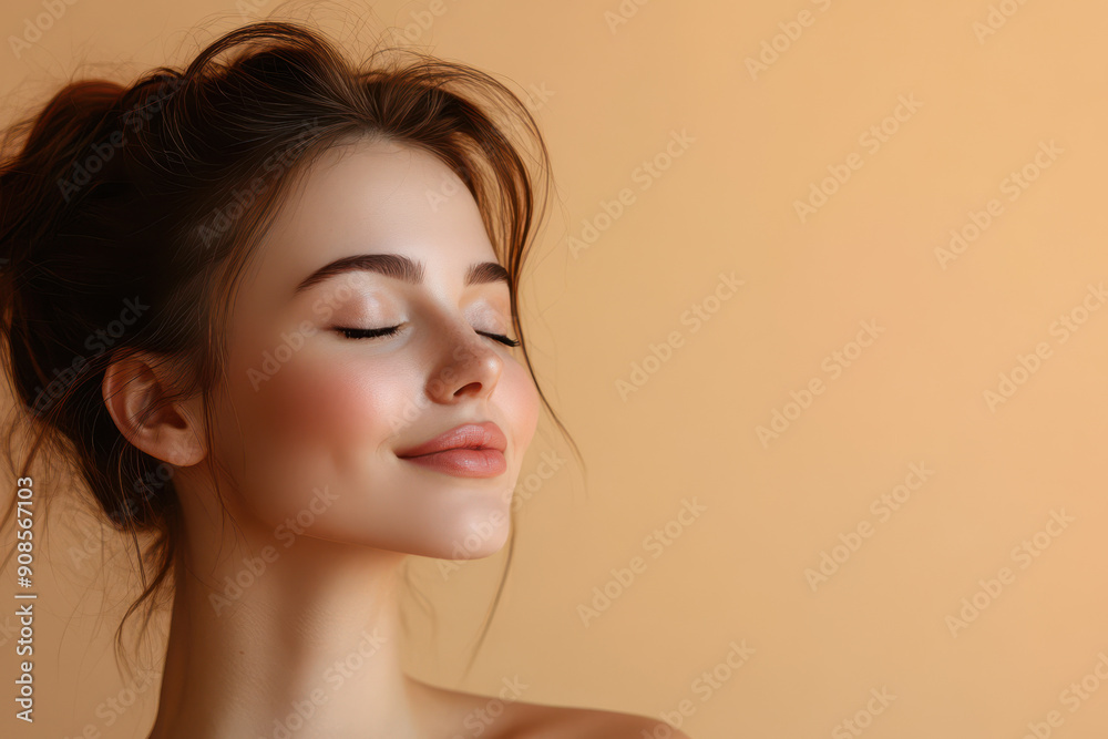 A close up of a girl's face with her eyes closed A close up of a girl's face with her eyes closed