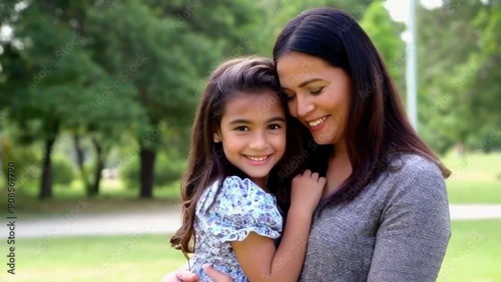 A joyful mother and daughter embrace in a sunlit park, radiating love and happiness in a candid outdoor moment A joyful mother and daughter embrace in a sunlit park, radiating love and happiness in a candid outdoor moment
