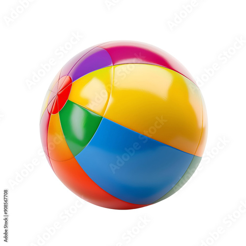 Colorful round beach ball toy isolated on transparency background