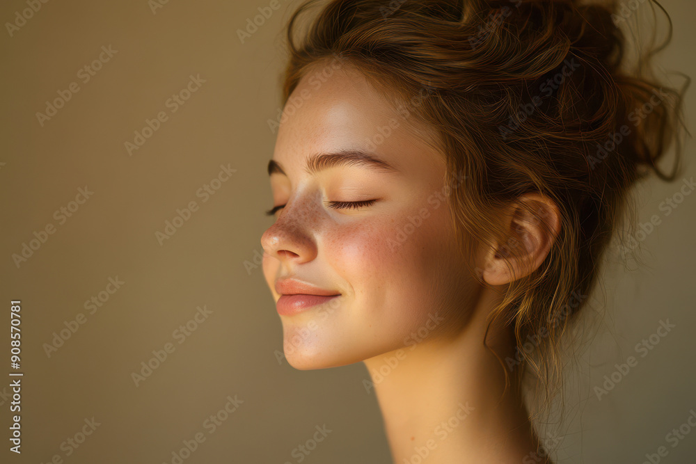 A close up of a girl's face with her eyes closed A close up of a girl's face with her eyes closed