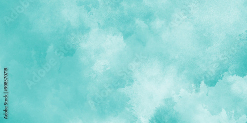 Abstract beautiful light blue cloudy sky clouds with stains, The summer is colorful clearing day Good weather with natural clouds, watercolor shades aquarelle painted cloudy sky background.