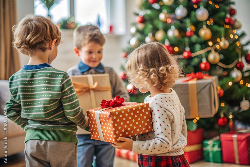 Children curious about the gifts received Children curious about the gifts received