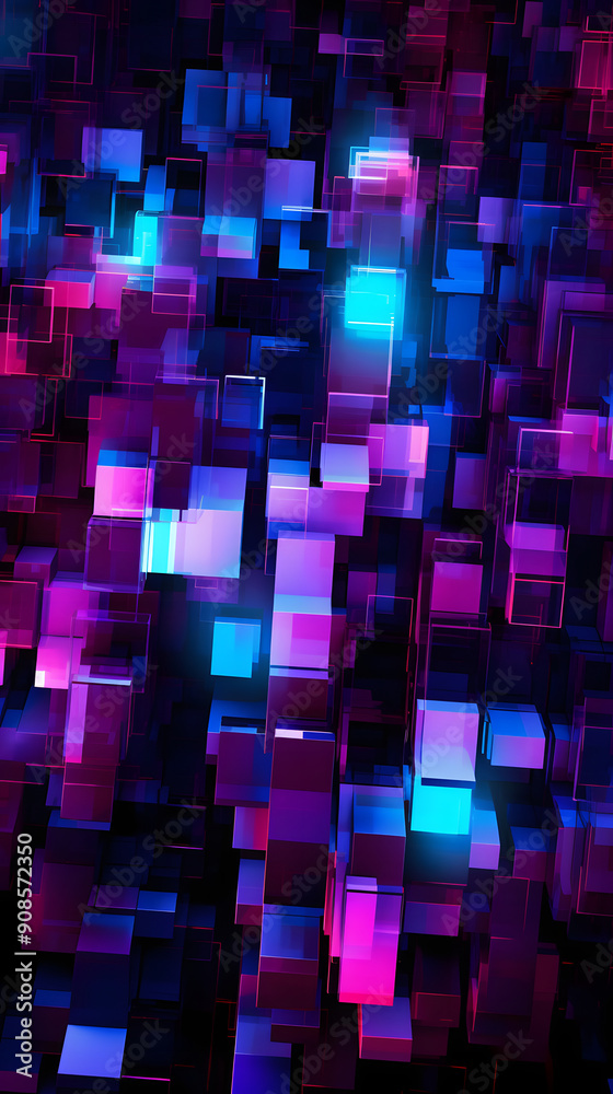Digital blue and purple mosaic square abstract graphic poster background Digital blue and purple mosaic square abstract graphic poster background