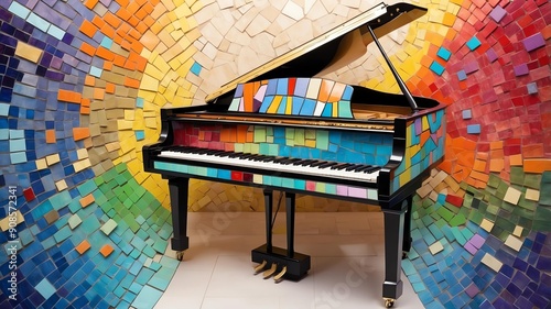 aesthetic musical instruments piano mosaic of differen background photo