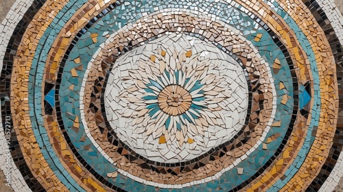 aesthetic circle mosaic of different colors background