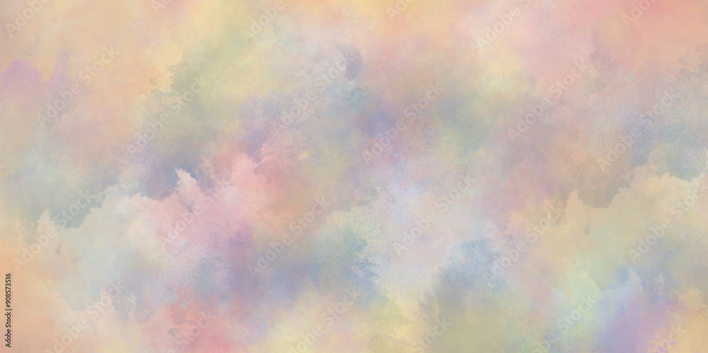 Holographic rainbow color paper texture, blur holographic rainbow foil iridescent panoramic texture with cloudy stains, amazing colorful abstract watercolor texture.