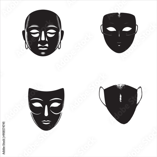 silhouette of clean vector on face mask  isolated on white background 
