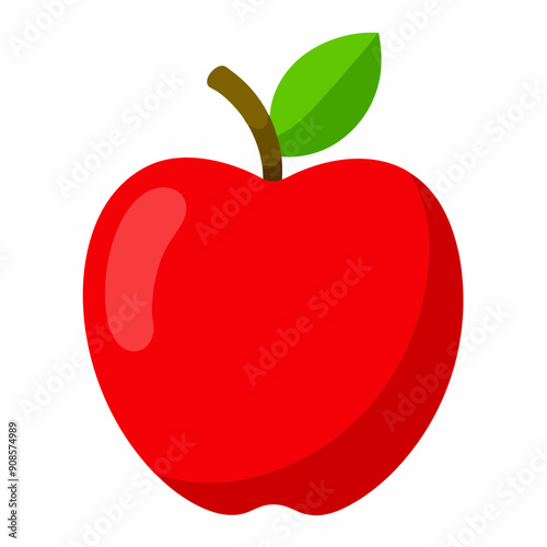 Vector 3D Red Apple on White Background