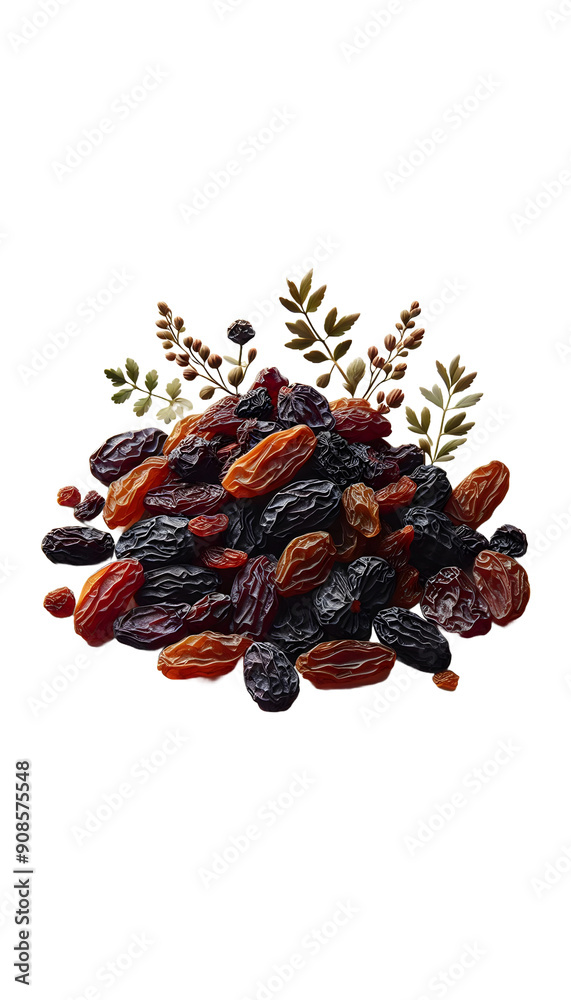 Fototapeta premium dried apricots and raisins isolated on transparent background 