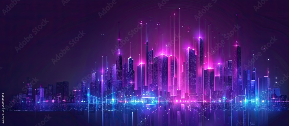 The smart city and the network are connected by large gradient lines with an aesthetically intricate design. The concept of modern communication technologies. The smart city and the network are connected by large gradient lines with an aesthetically intricate design. The concept of modern communication technologies.