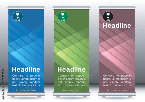 Roll up design banner display mockup template