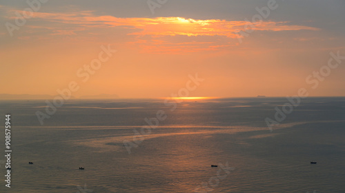 beautiful view of golden sea and sky in the evening, natural background