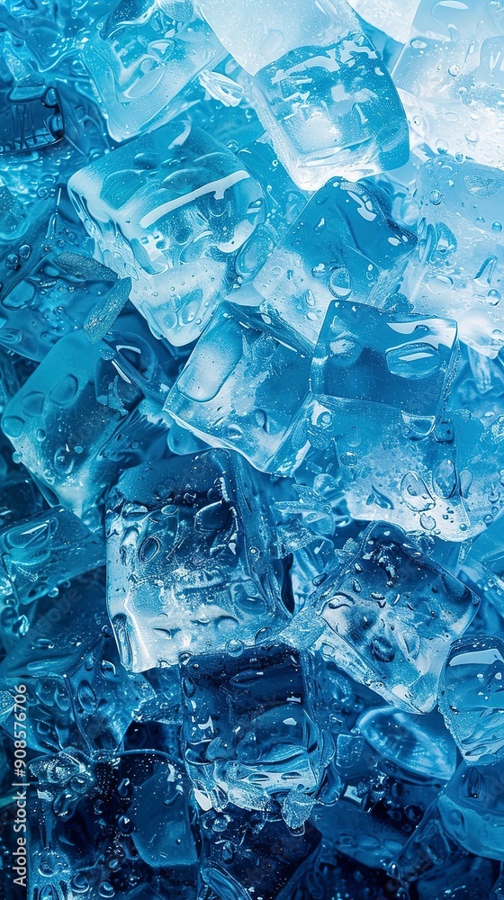 Ice cubes, gradient from light blue to deep blue Ice cubes, gradient from light blue to deep blue