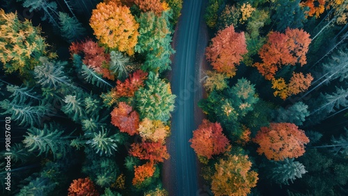 Aerial view of a winding ro...