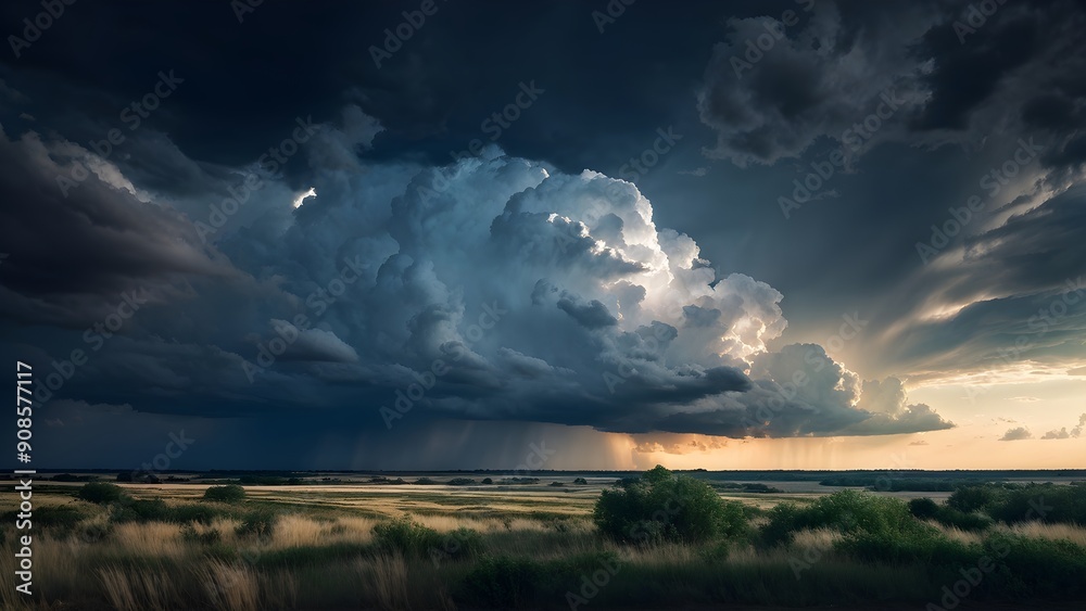 fluffy clouds drifting in a dark sky with distant thunderclouds fluffy clouds drifting in a dark sky with distant thunderclouds
