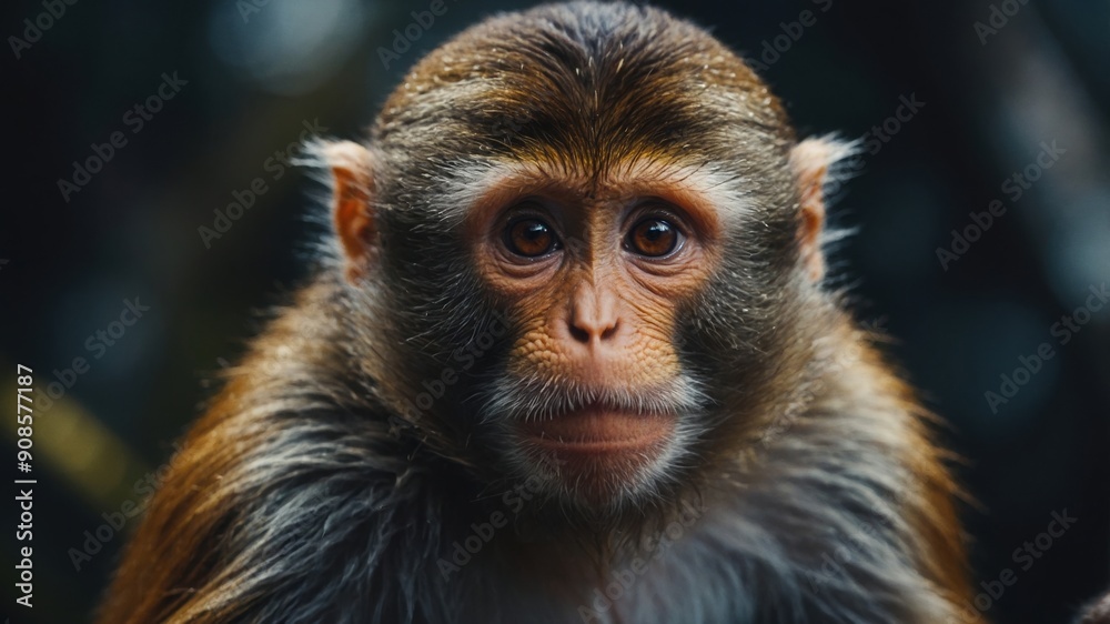 A monkey nibbling on a snack, enjoying a quiet moment of peace and satisfaction A monkey nibbling on a snack, enjoying a quiet moment of peace and satisfaction
