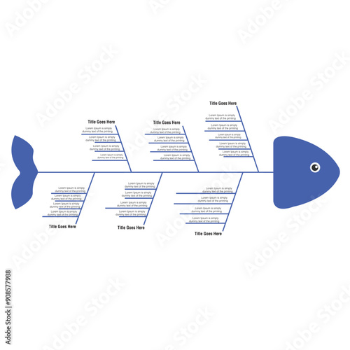 fishbone diagram fish shaped infographic with small circle dot connection information concept for slide presentation