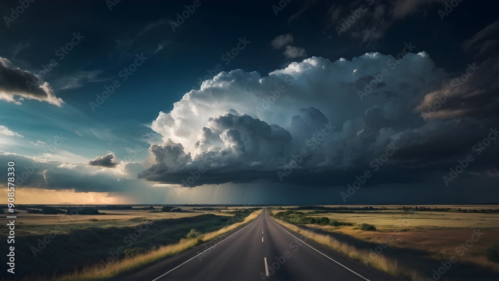 fluffy clouds drifting in a dark sky with distant thunderclouds fluffy clouds drifting in a dark sky with distant thunderclouds