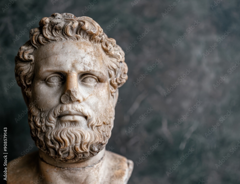 Weathered stone bust with intricate features Weathered stone bust with intricate features