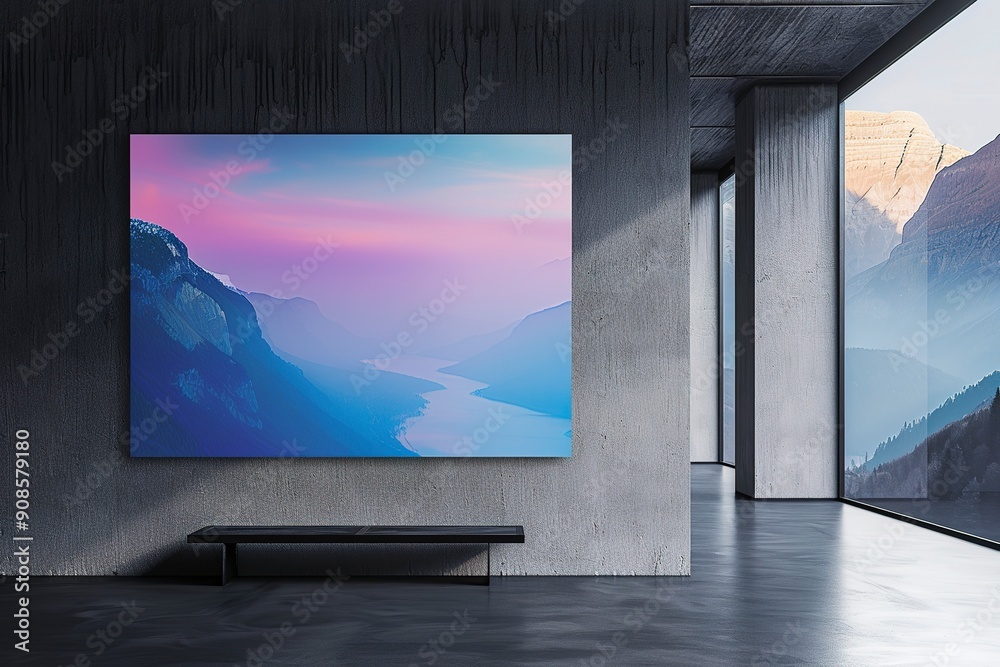 Fototapeta premium photo project of photo 200/100 cm in shades of light blue and purple in the mountain