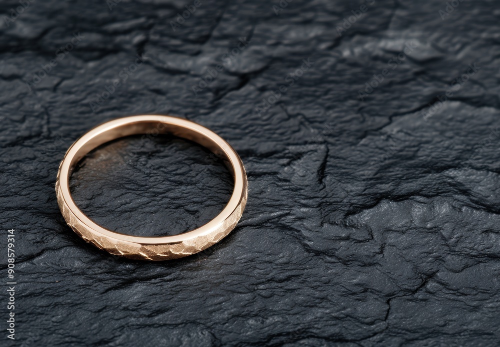 golden ring on dark slate background