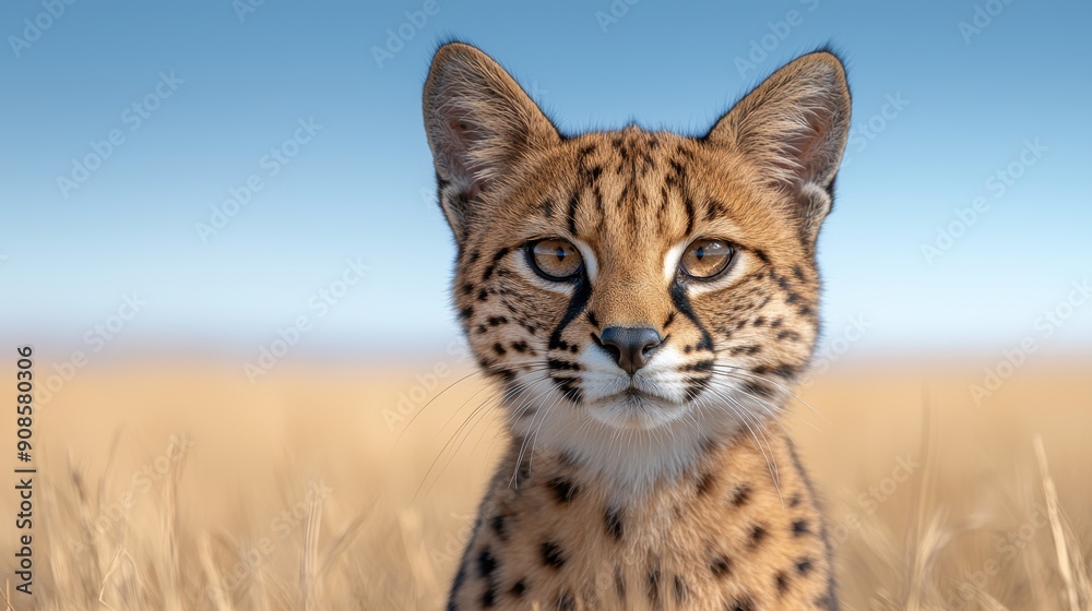 close-up portrait of a serene wild cat in a grassy field close-up portrait of a serene wild cat in a grassy field