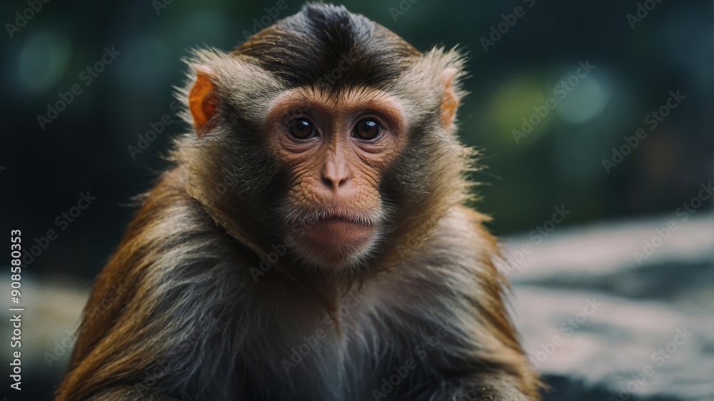A monkey swinging joyfully from branch to branch, having the time of its life in the jungle A monkey swinging joyfully from branch to branch, having the time of its life in the jungle