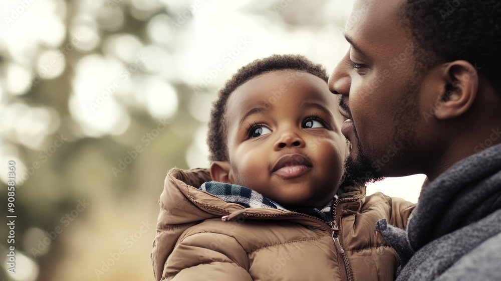 Obraz premium Father-son concept. It's hard for black dads to ask for help